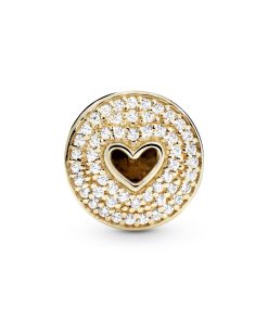 Heart gold clip with clear cubic zirconia