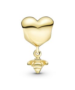 Heart and bee 14k Gold Plated charm