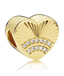 Heart 14k Gold Plated charm with clear cubic zirconia