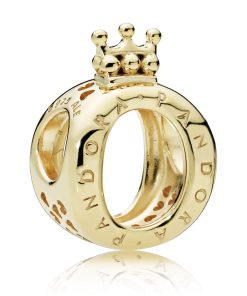 14k Gold Plated crown O charm
