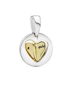 Spinning heart 14k Gold Plated  and silver dangle