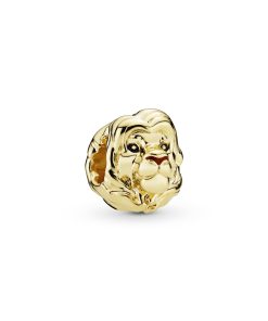 Disney Simba 14k Gold Plated charm with black and brown enamel