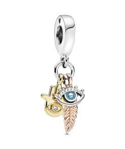 Hamsa. All-seeing Eye & Feather Spirituality Dangle Charm