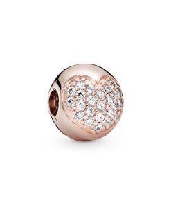 Heart 14k Rose Gold-plated clip with cubic zirconia