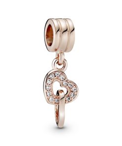 Heart 14k Rose Gold-plated dangle with cubic zirconia