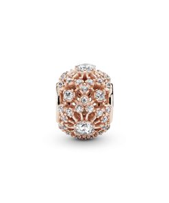 Openwork decorative 14k Rose Gold-plated charm with clear cubic zirconia