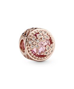 Sparkling Pink Daisy Flower Charm