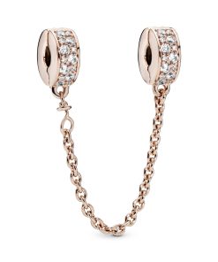 PANDORA Rose safety chain with clear cubic zirconia and silicone grip