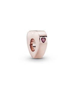 You & me heart-shaped 14k Rose Gold-plated spacer with red cubic zirconia