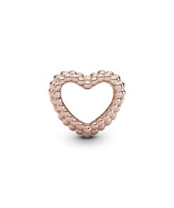 Beaded heart 14k Rose Gold-plated charm