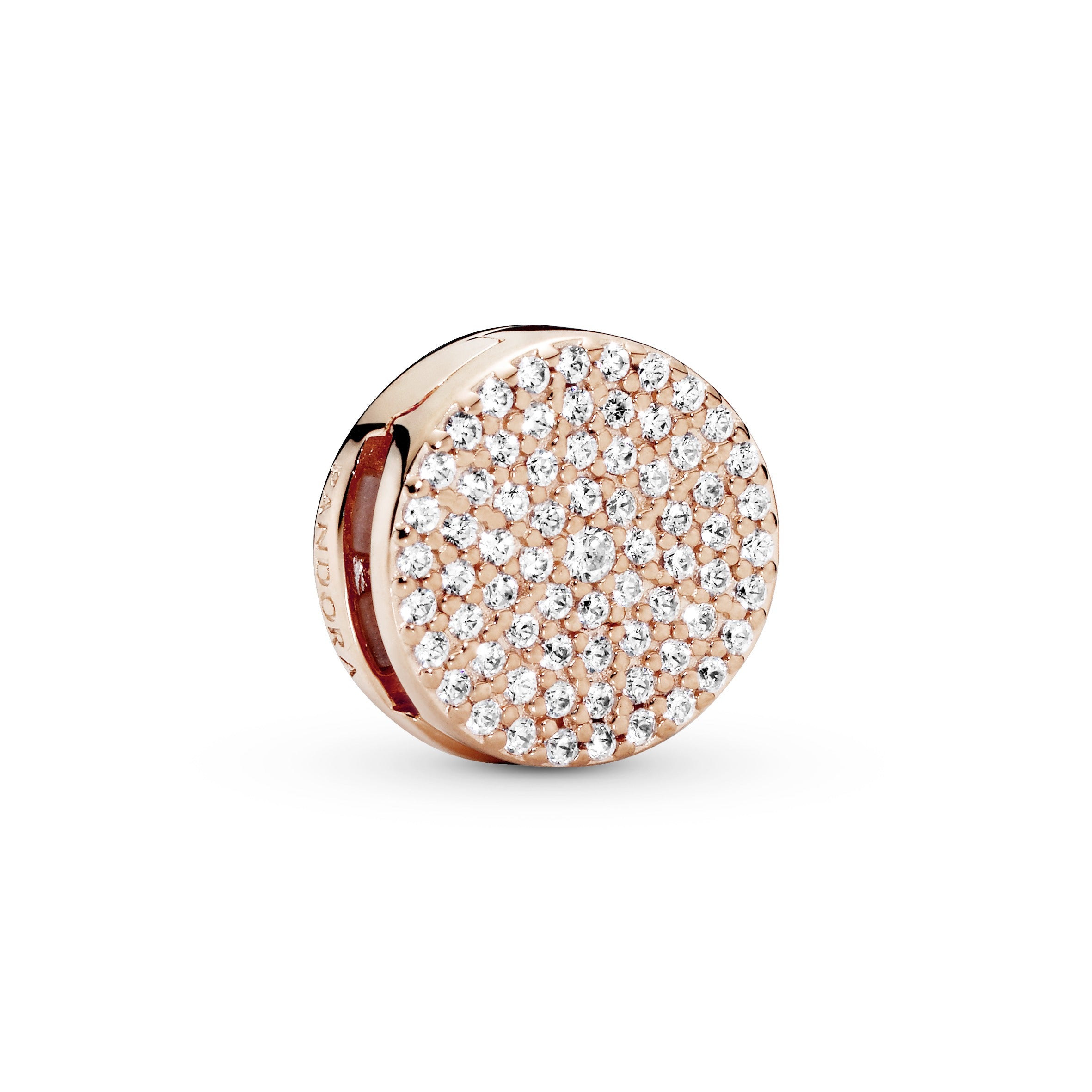 PANDORA Reflexions clip charm in 14k Rose Gold-plated with clear cubic zirconia