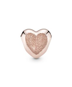 Heart charm in diamond-pointed Pandora Rose