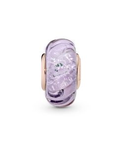 Groove 14k Rose Gold-plated charm with iridescent. pink and purple Murano glass
