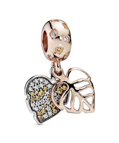 Leaves 14k Rose Gold-plated and sterling silver dangle with clear and honey cubic zirconia