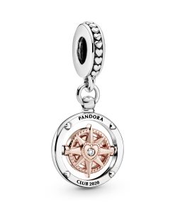 Pandora Club 2020 sterling silver and 14k Rose Gold-plated dangle with 0.01 ct TW h/vs diamond