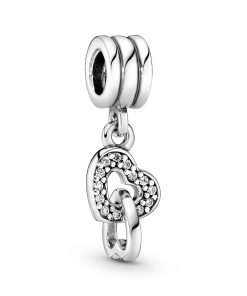 Hearts silver dangle with cubic zirconia