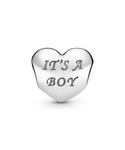 Baby boy silver charm with blue cubic zirconia