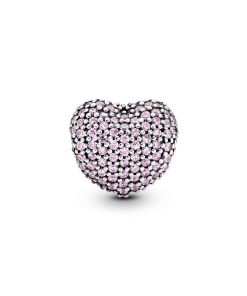 Pink Pavé Heart Clip Charm