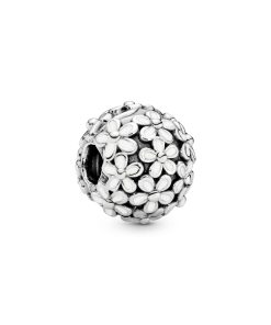 Daisy silver clip with white enamel