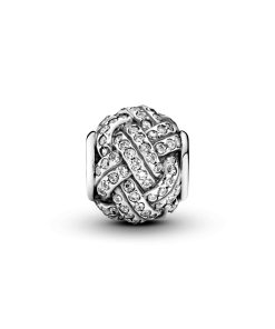 Love knot silver charm with cubic zirconia