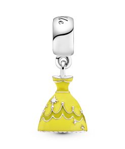 Disney Belle dress silver dangle with yellow enamel