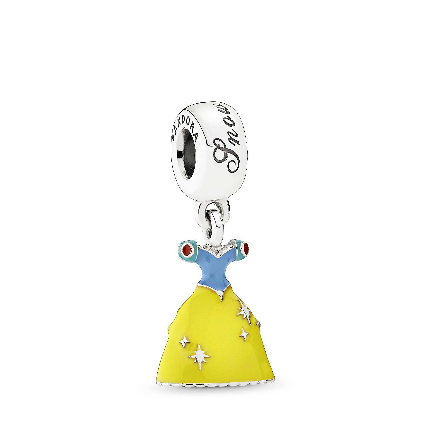 Disney Snow White dress silver dangle with yellow. red and blue enamel
