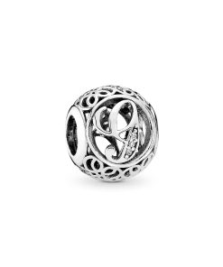 Letter G silver charm with clear cubic zirconia