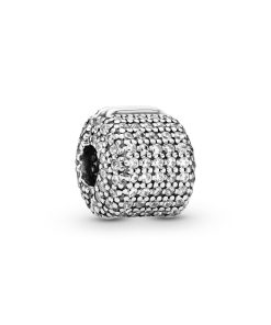 Pave silver clip with clear cubic zirconia