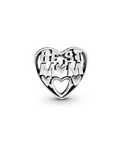 Best mum heart silver charm