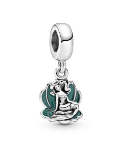 Disney Ariel silver dangle with glittery green enamel