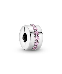 Silver clip with pink cubic zirconia