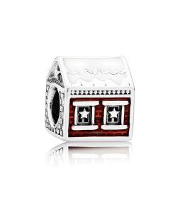 Santa's Home silver charm with white and red enamel