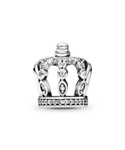 Crown silver charm with clear cubic zirconia