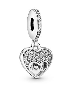 Heart silver dangle with clear cubic zirconia