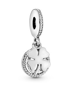 Good luck silver dangle with clear cubic zirconia