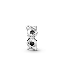 Infinity silver spacer with clear cubic zirconia