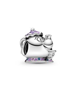 Disney Mrs. Potts and Chip silver charm with purple. pink and blue enamel