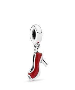 Stiletto silver dangle with red enamel