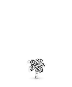 Palm tree silver petite element with clear cubic zirconia