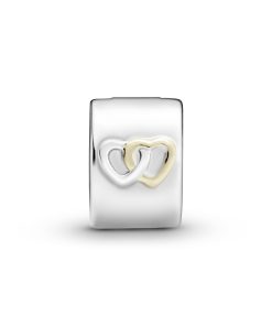 Interlocked hearts silver clip with 14k