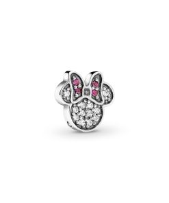Disney Minnie silhouette silver petite element with clear and red cubic zirconia