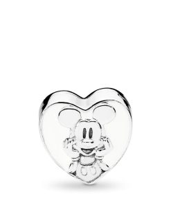 Disney Mickey silver heart clip with white enamel