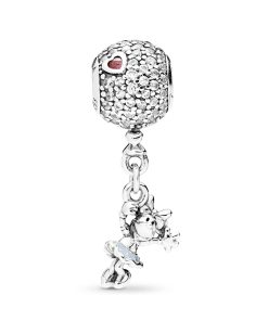 Disney Minnie silver charm with clear. red cubic zirconia and blue enamel