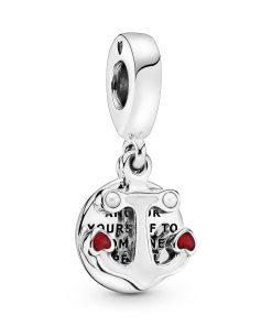 Anchor silver dangle with silver and red enamel and white crystal pearl