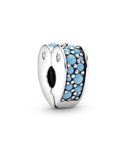 Heart silver clip with cyan blue crystal and silicon grip