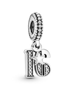 16 silver dangle with clear cubic zirconia