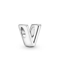 Letter V silver charm