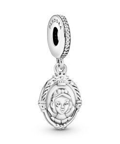 Disney Snow White and Evil Queen mirror silver dangle with clear cubic zirconia