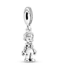 Disney Pinocchio silver dangle with clear cubic zirconia