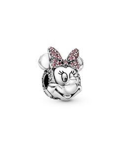 Disney Minnie silver clip with clear and fancy pink cubic zirconia
